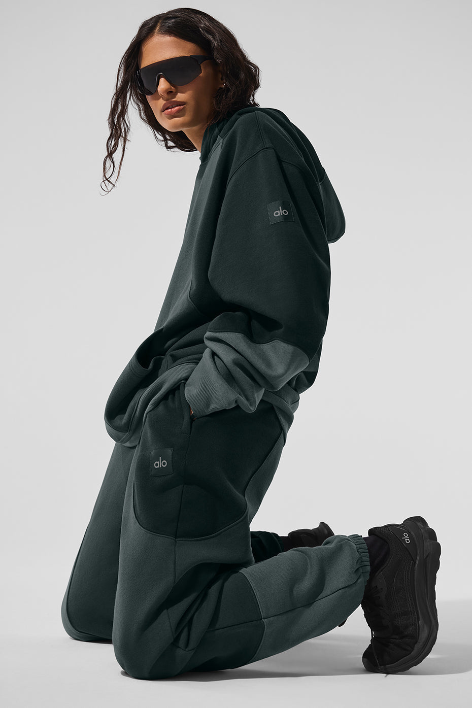 Make Waves Hoodie - Charcoal Green Tonal