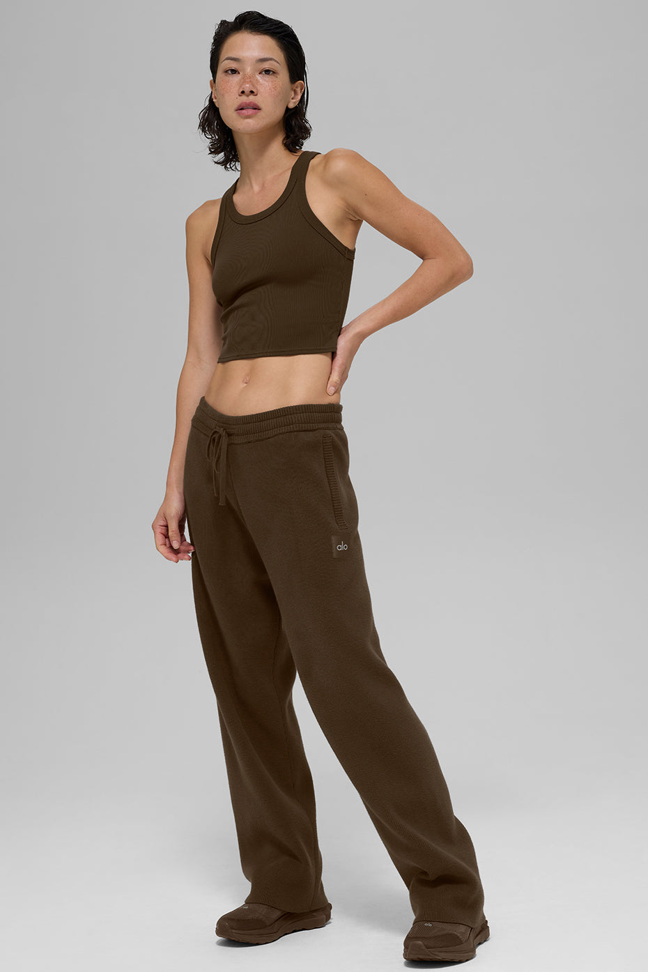 Goddess Ribbed Go-To Tank - Espresso