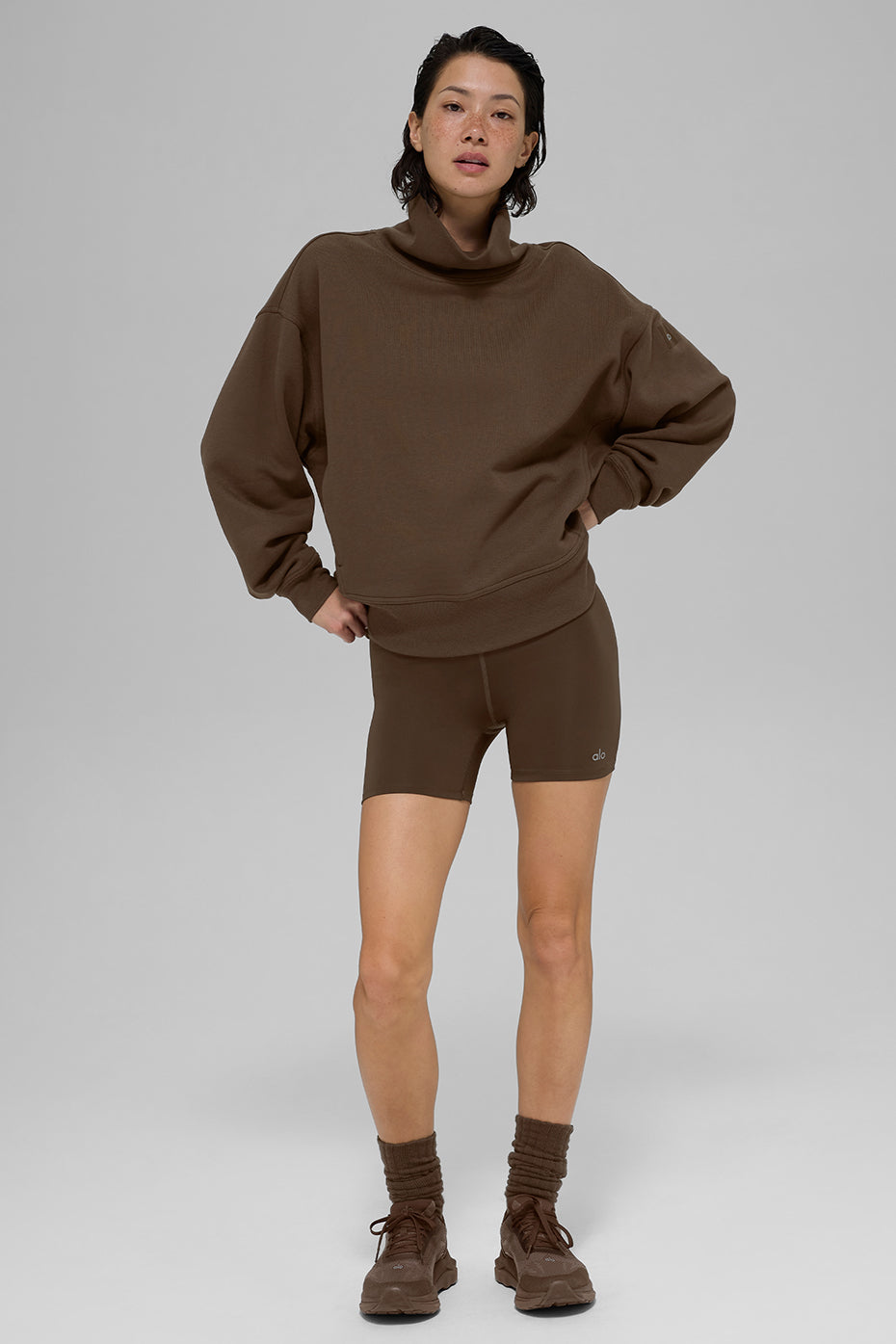 Hazy Mock Neck Pullover - Espresso