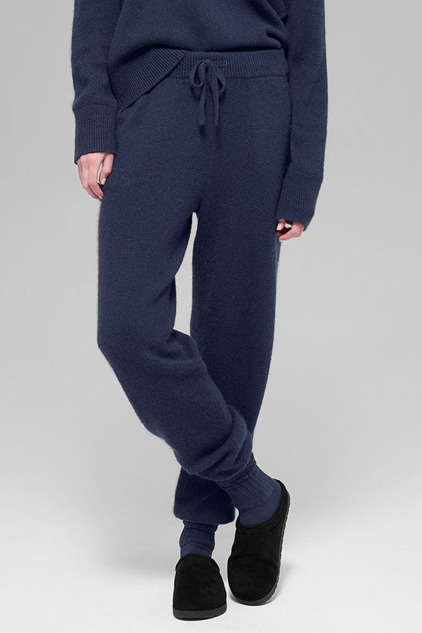 Wool Cashmere High-Waist New Class Jogger - Navy