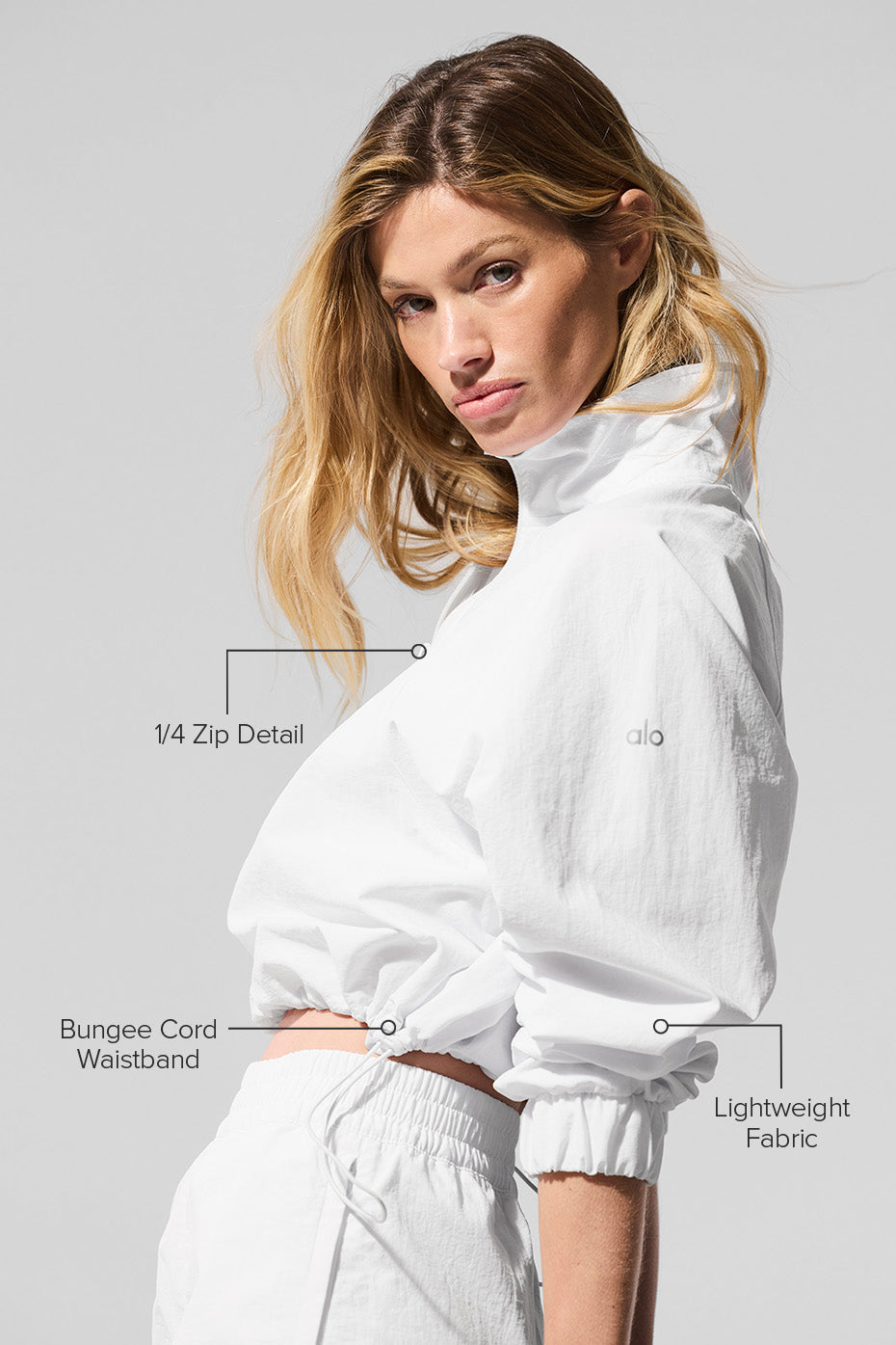 Cropped 1/4 Zip Alumni Pullover - White