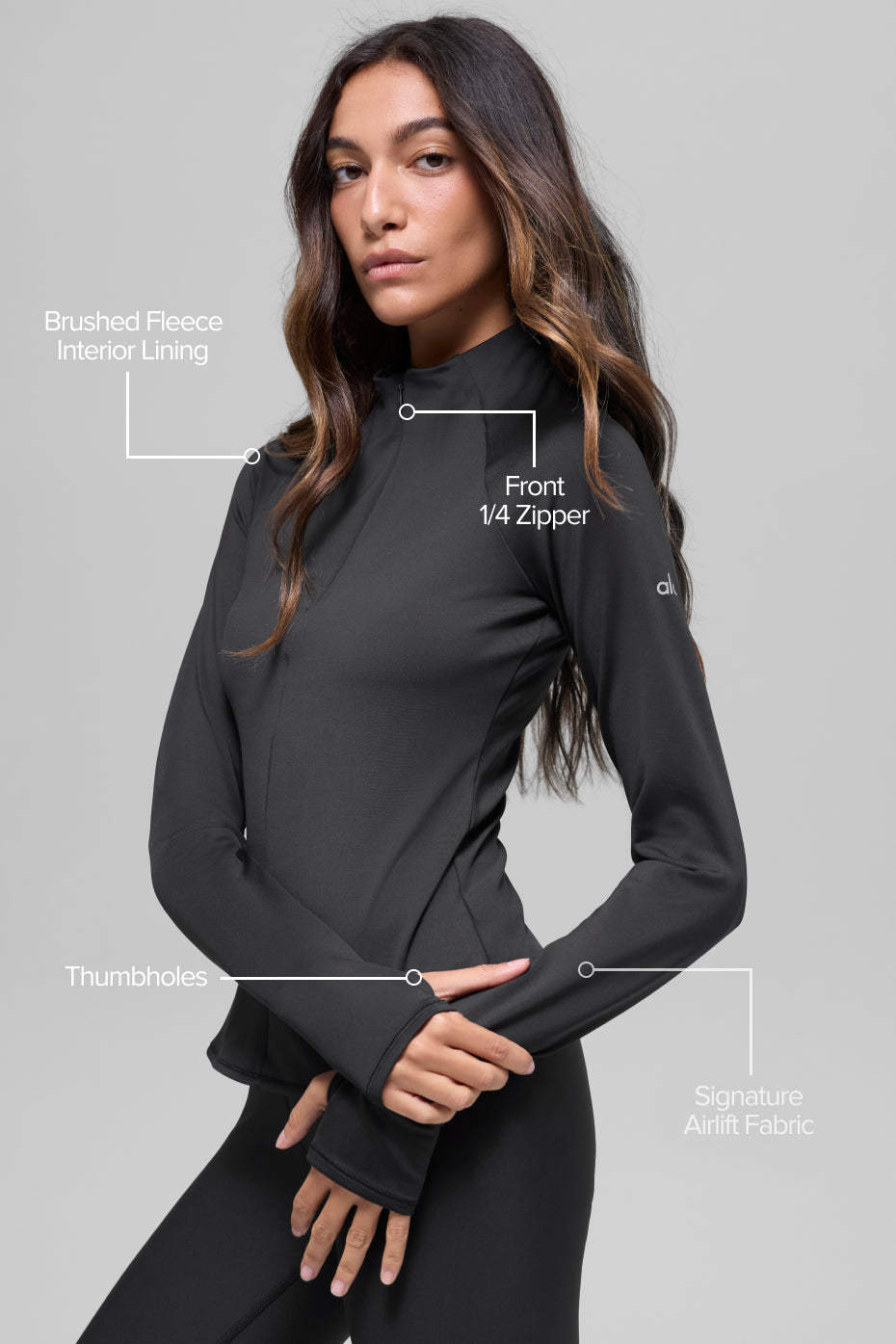 Airlift Winter Warm 1/4 Zip Long Sleeve - Black