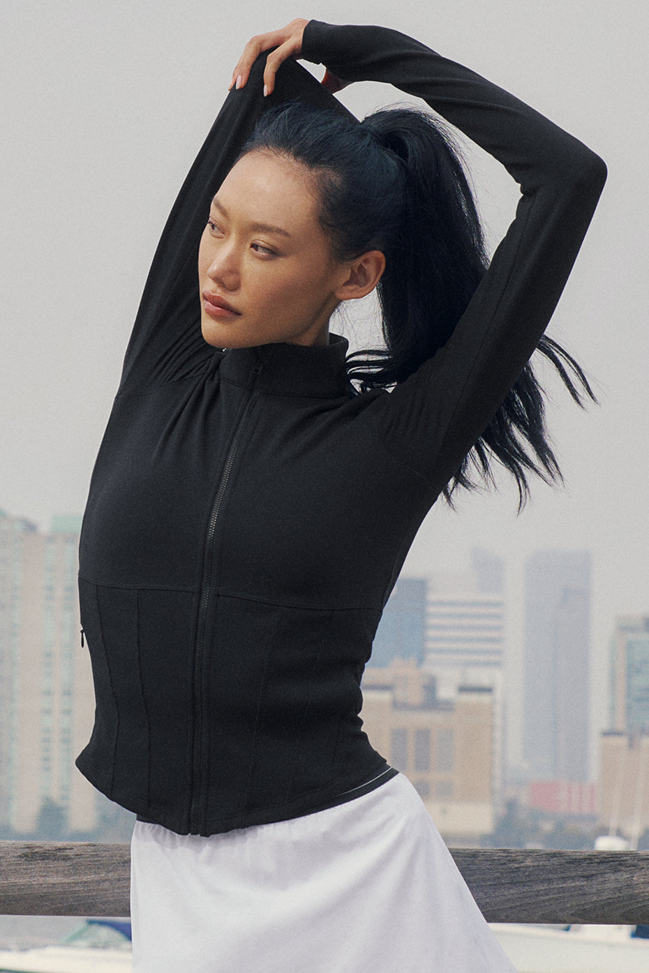 Airbrush Corset Full Zip Jacket - Black