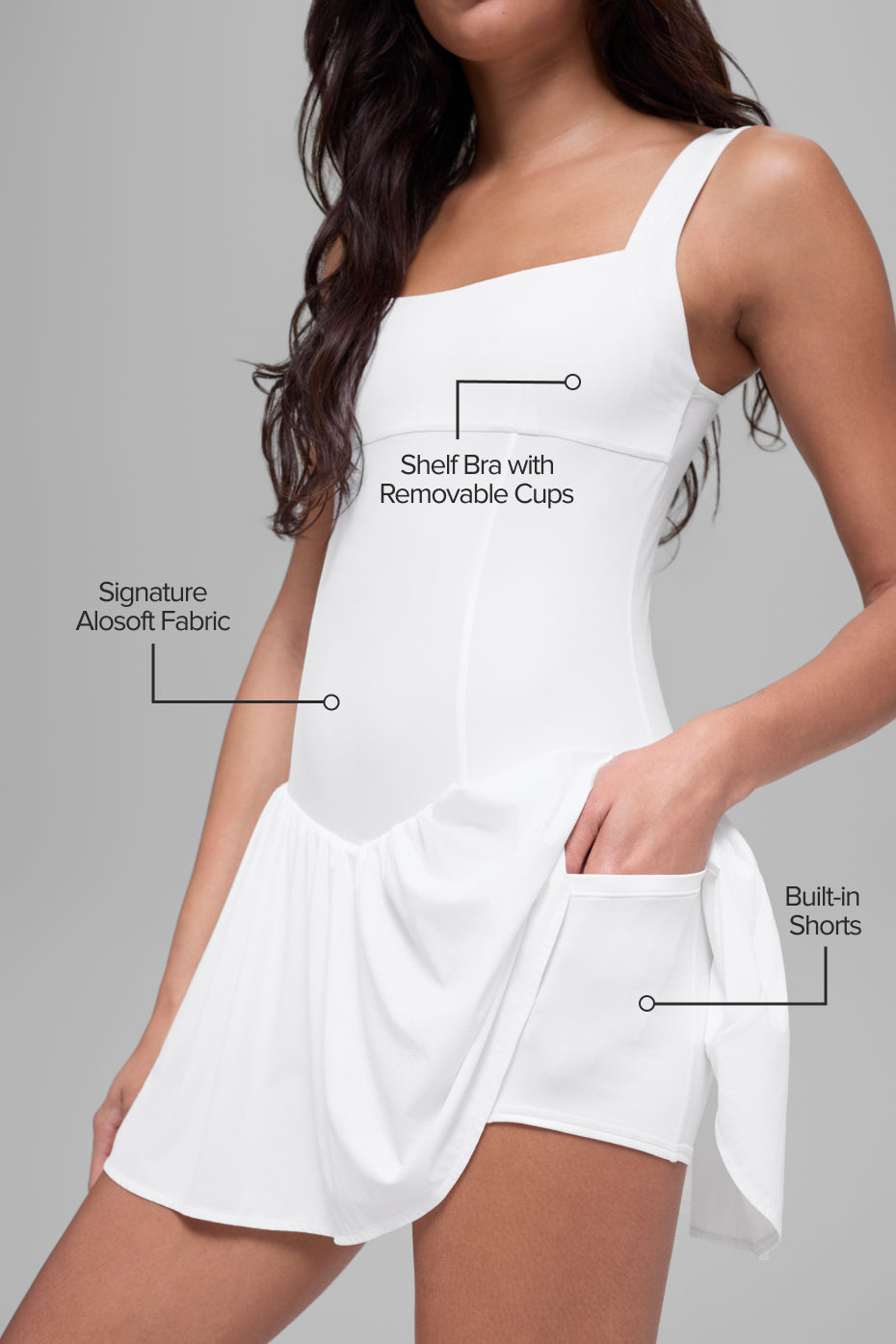 Alosoft Break Point Tennis Dress - White