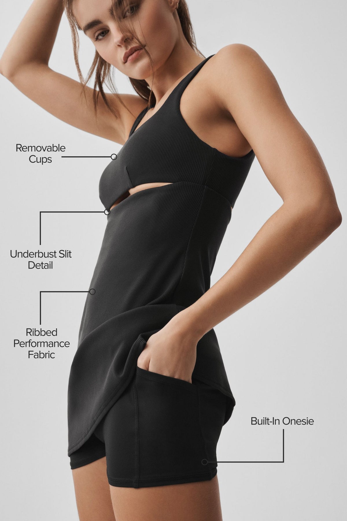 Slice Tennis Dress - Black